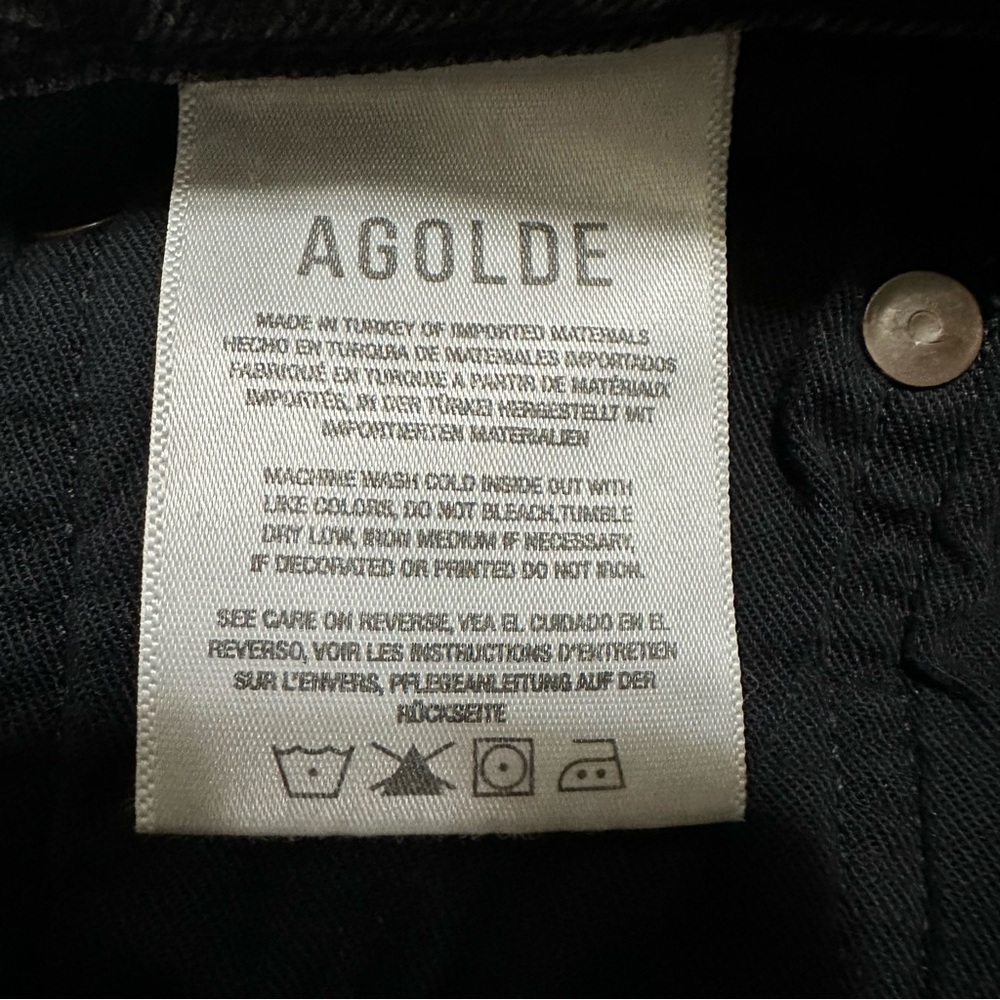 Agolde Riley Crop Jeans High Rise Straight Leg Button Fly Black Womens Size 29 - Picture 8 of 9
